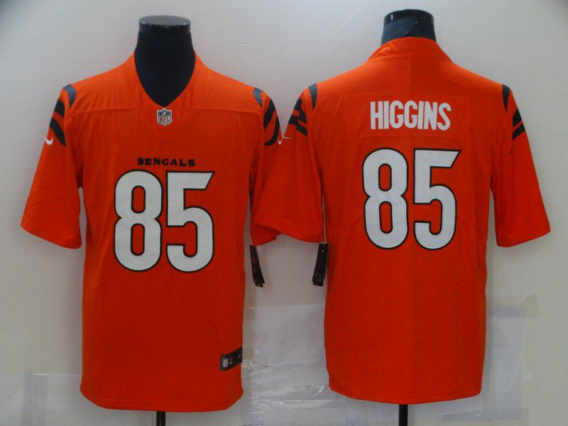 Men Cincinnati Bengals 85 Higgins Orange Nike Vapor Untouchable Limited 2021 NFL Jersey